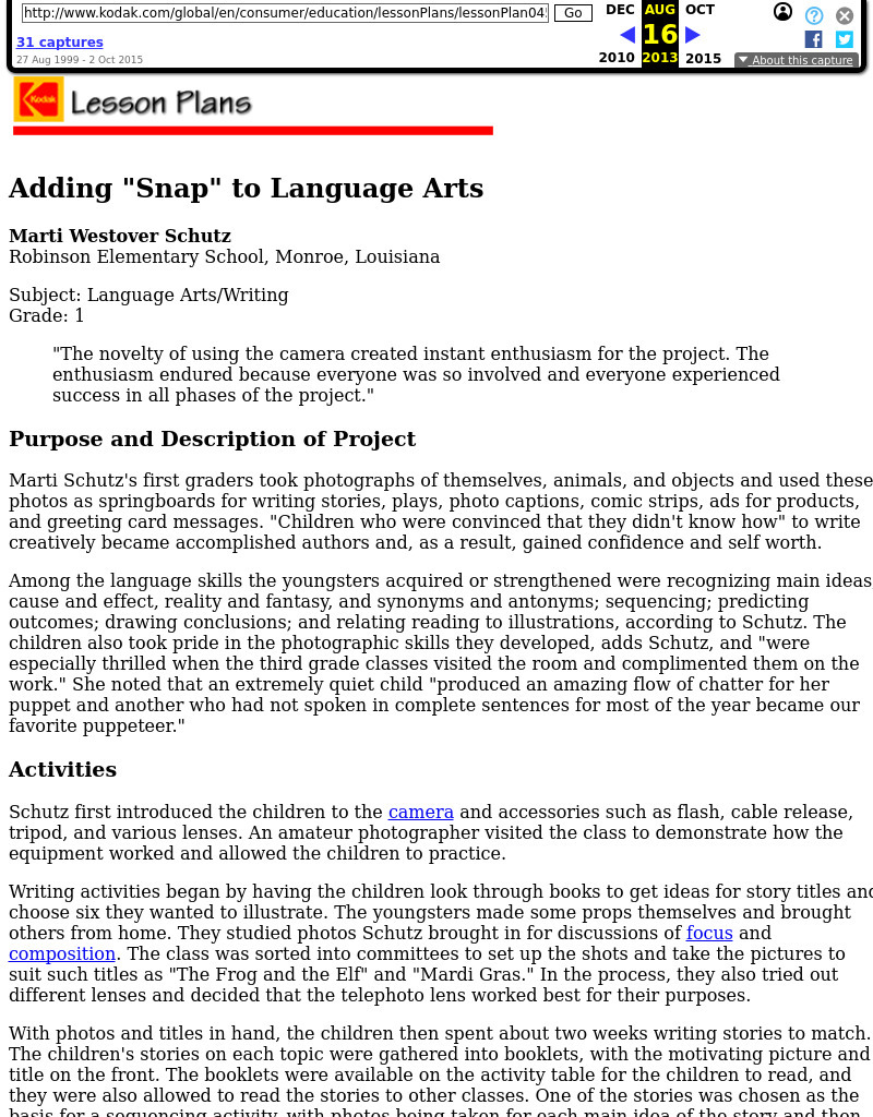 Adding Snap to Language Arts Lesson Plan