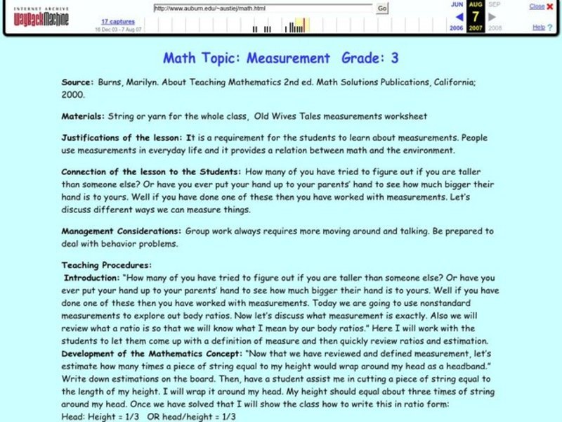 Measurements Lesson Plan