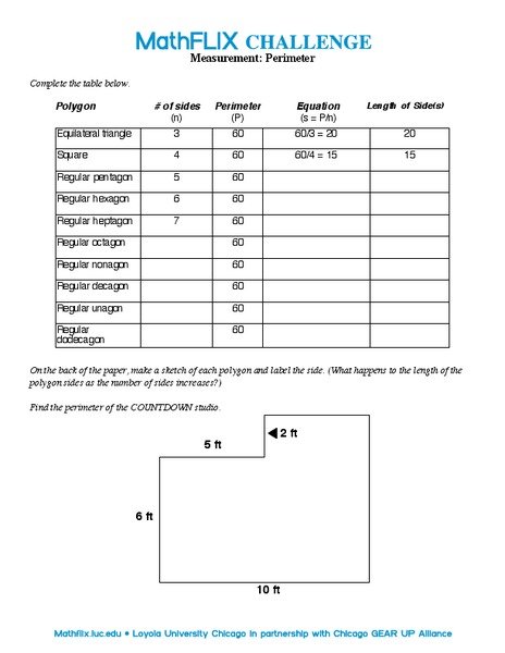 Measurement: Perimeter Worksheet