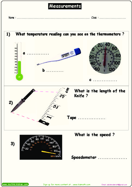 Measurements Worksheet