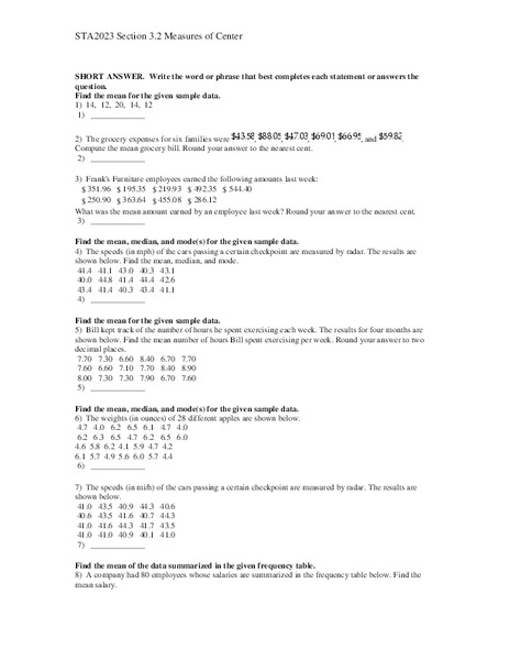 Measures of Center Lesson Plan