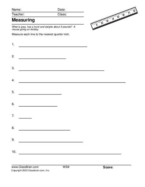Measuring Worksheet