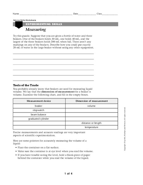Measuring Worksheet