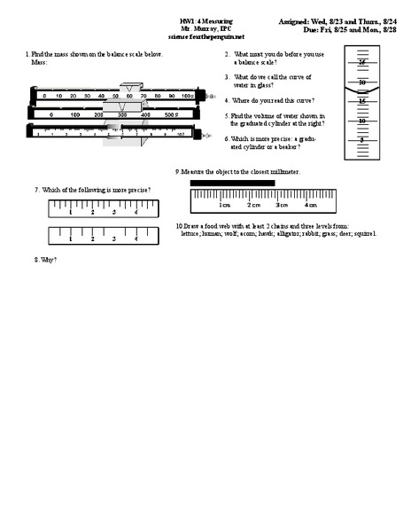 Measuring Worksheet