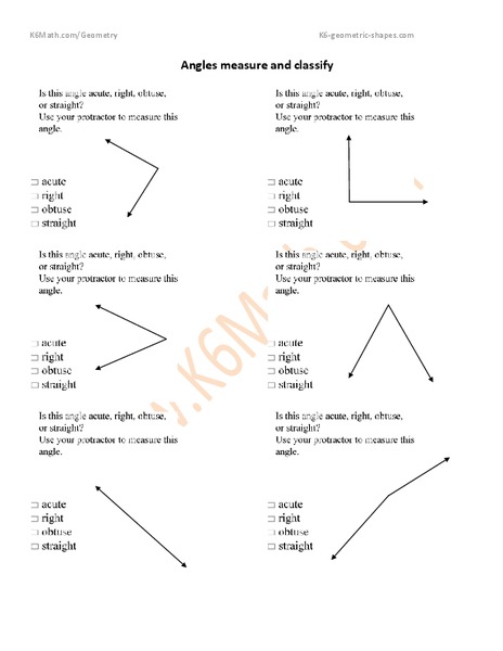 Measuring and Classifying Angles Worksheet