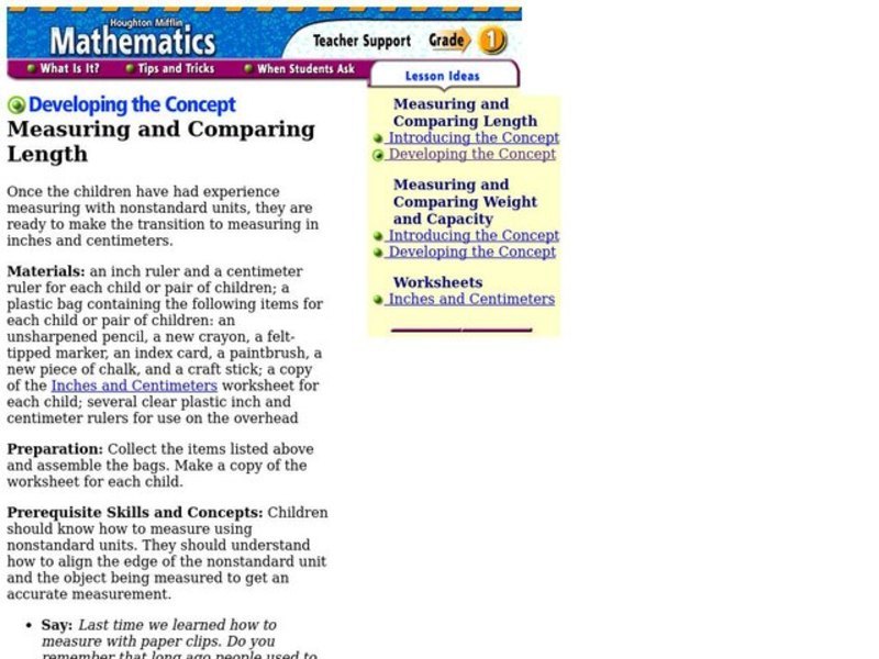 Measuring and Comparing Length Lesson Plan