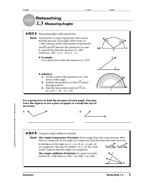 Measuring Angles Worksheet