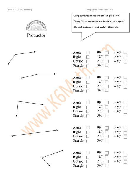Measuring Angles Worksheet