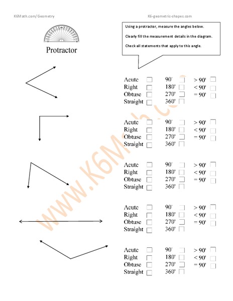Measuring Angles Worksheet
