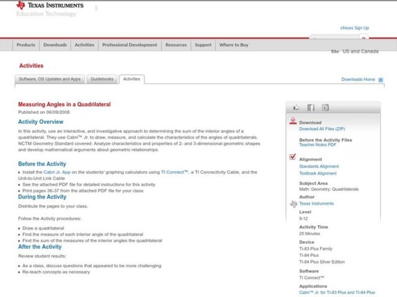Measuring Angles in a Quadrilateral Lesson Plan