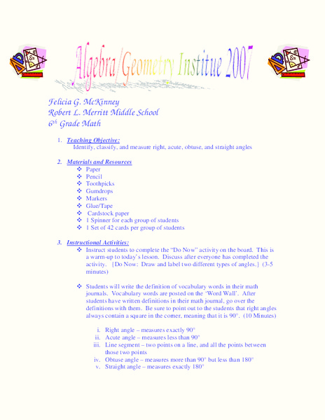 Measuring Angles Lesson Plan