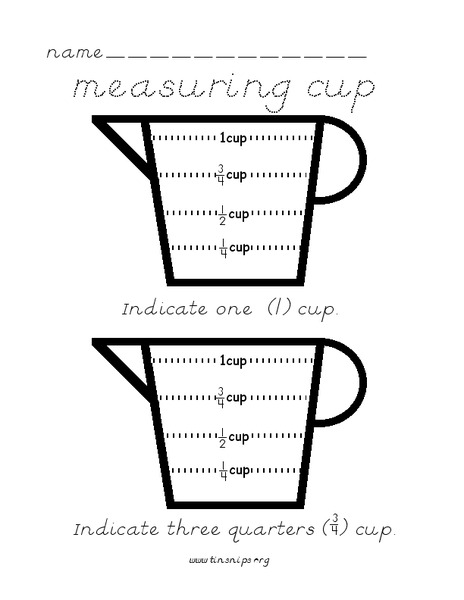 Measuring Cup Worksheet