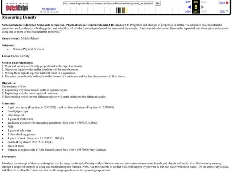 Measuring Density Lesson Plan
