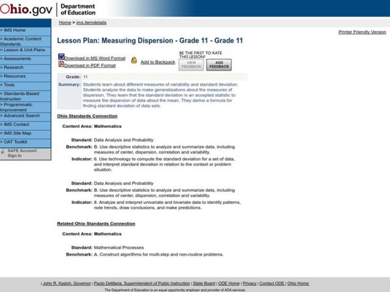Measuring Dispersion Lesson Plan