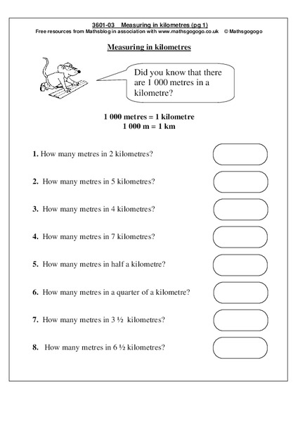Measuring in Kilometres Worksheet