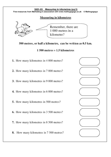 Measuring in Kilometres Worksheet