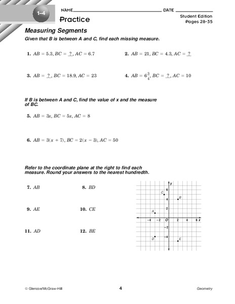 Measuring Segments Worksheet