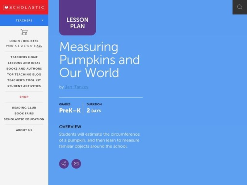 Measuring Pumpkins and Our World Lesson Plan