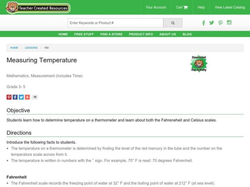 Measuring Temperature Lesson Plan