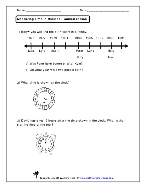 Measuring Time in Minutes Worksheet