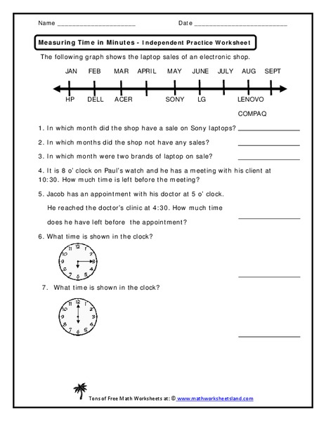 Measuring Time in Minutes Worksheet