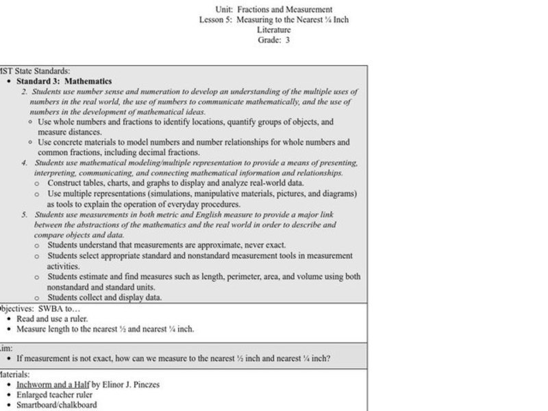 Measuring to the Nearest Inch Lesson Plan