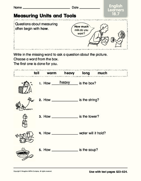 Measuring Units and Tools Worksheet