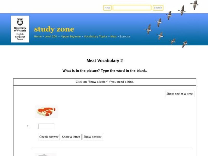 Meat Vocabulary Interactive