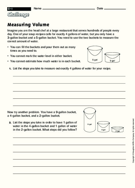 Measuring Volume Worksheet