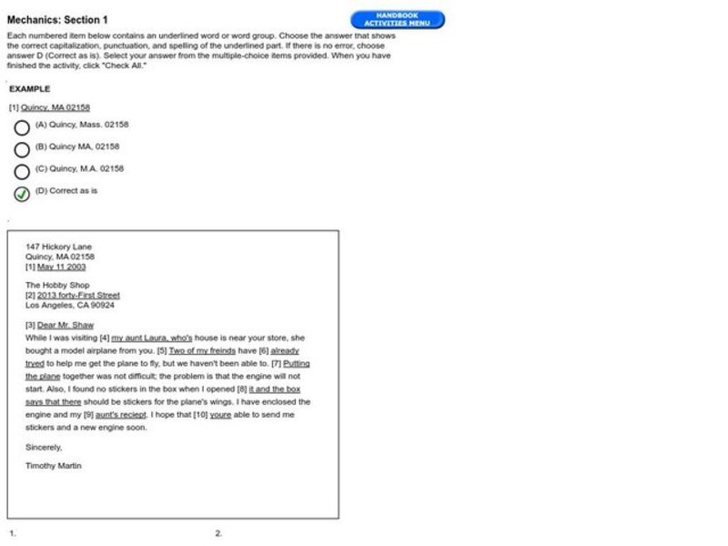 Mechanics: Section 1 Interactive