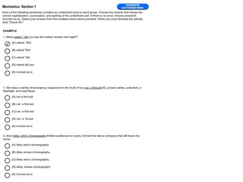 Mechanics: Section 1 Interactive