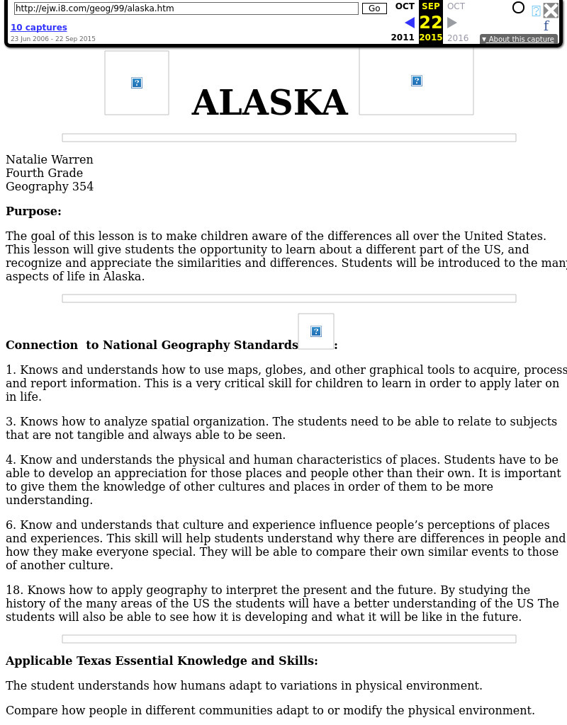 Alaska Lesson Plan