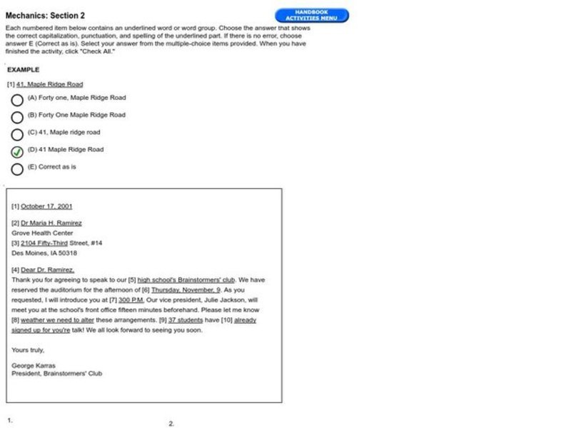 Mechanics: Section 2, Letter Interactive