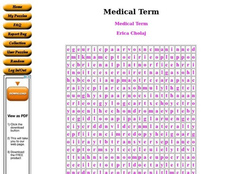 Medical Terms Worksheet