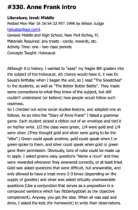 Anne Frank Intro Lesson Plan
