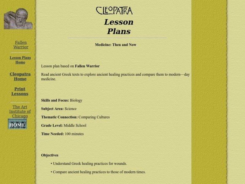 Medicine: Then and Now Lesson Plan