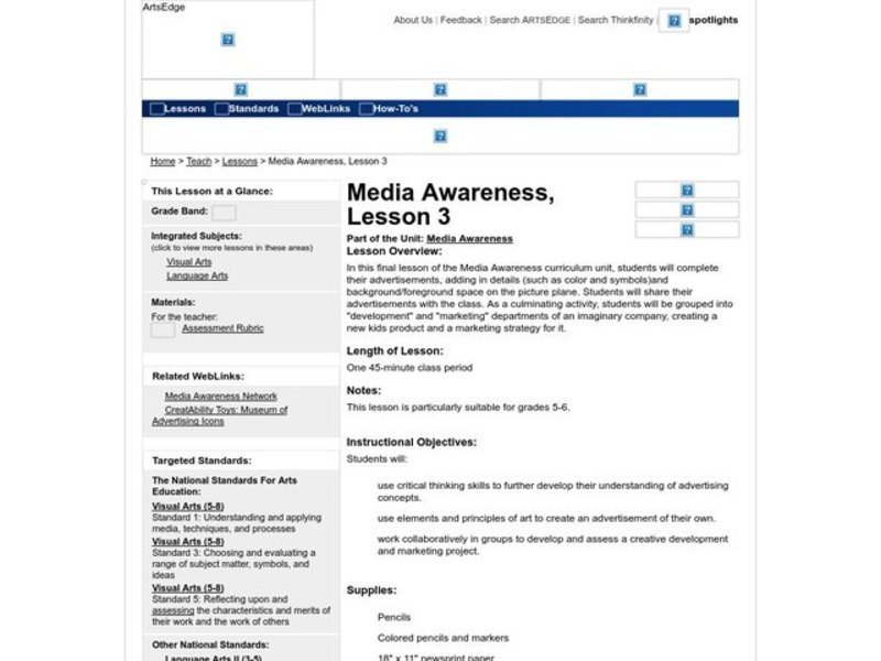 Media Awareness, Lesson 3 Worksheet
