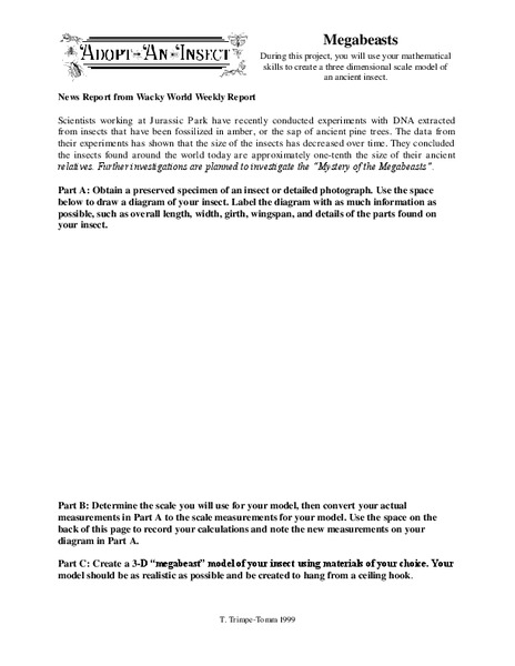 Megabeasts Worksheet