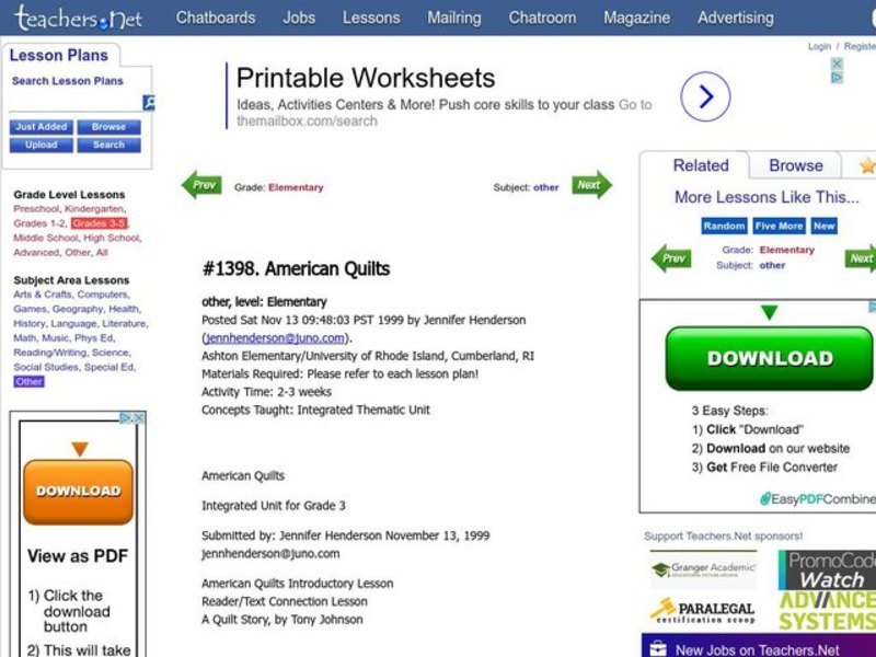 American Quilts Lesson Plan