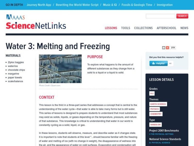 Melting and Freezing Lesson Plan