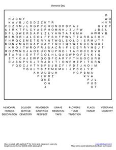 MEMORIAL DAY Worksheet