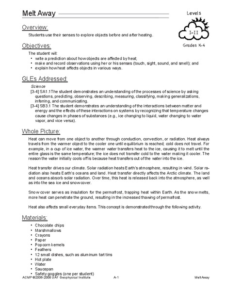 Melt Away Lesson Plan