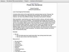 Finish the Sentence Lesson Plan