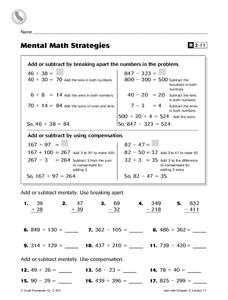 Mental Math Strategies Worksheet