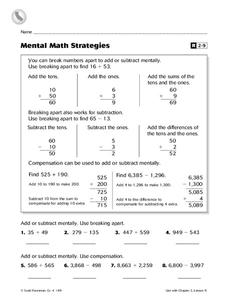 Mental Math Strategies Worksheet
