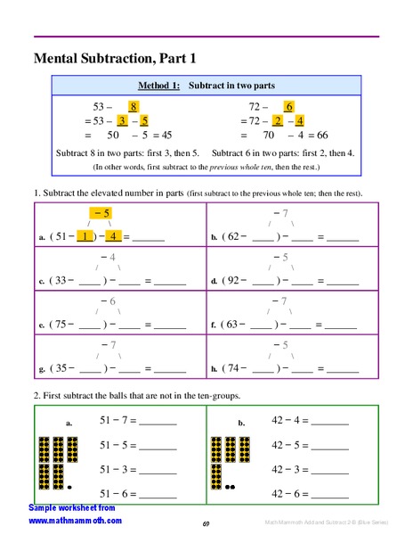 Mental Subtraction Methods Lesson Plan