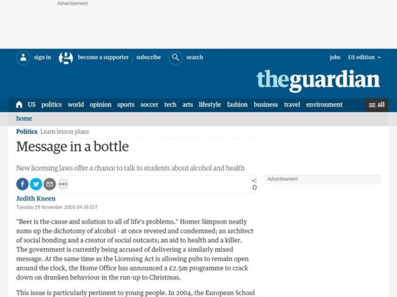 Message in a Bottle Lesson Plan