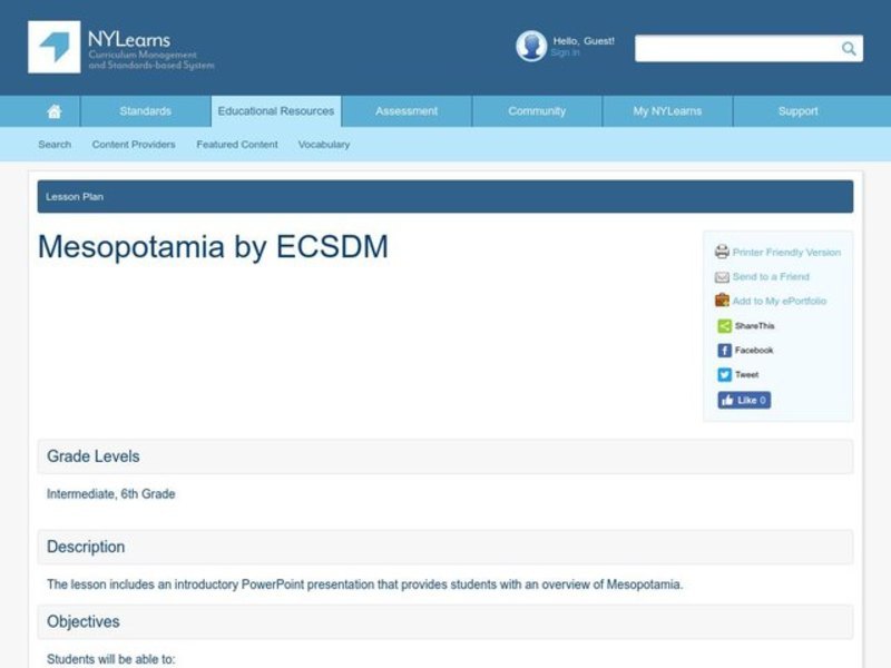 Mesopotamia Lesson Plan