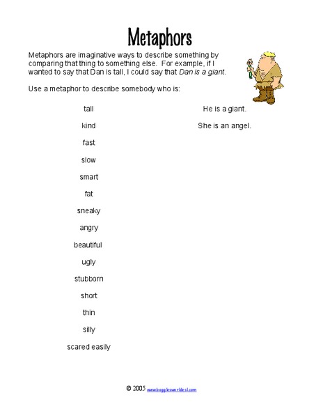 Metaphors Worksheet