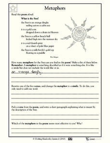 Metaphors Worksheet